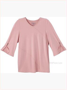 Open-Back Adaptive V-Neck Crepe Top with Snap Closures